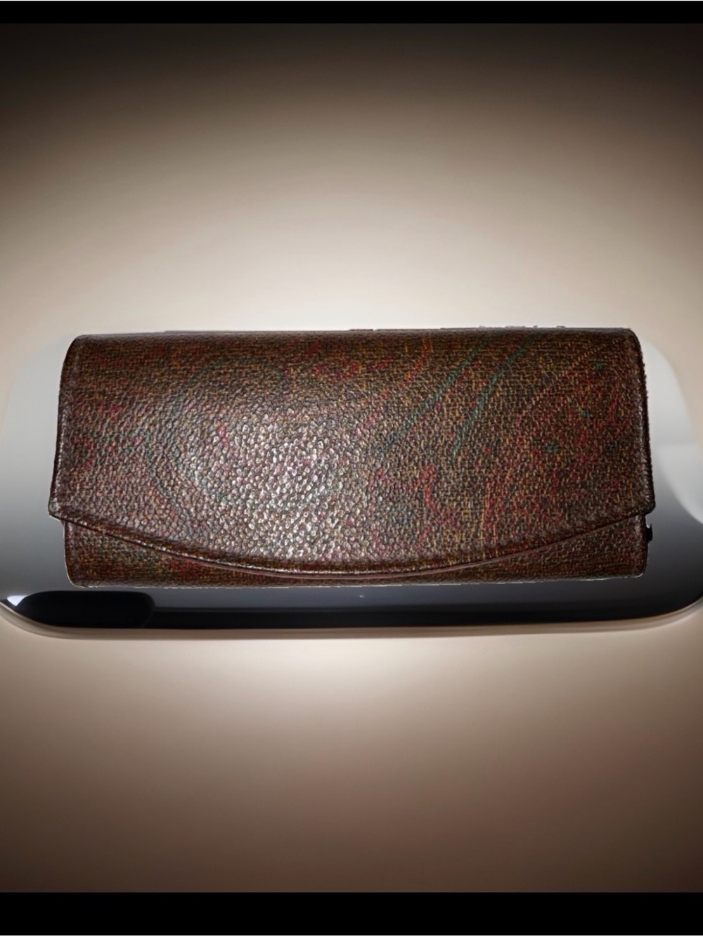 Etro Vintage brown paisley coated canvas and leather Key Case Holder